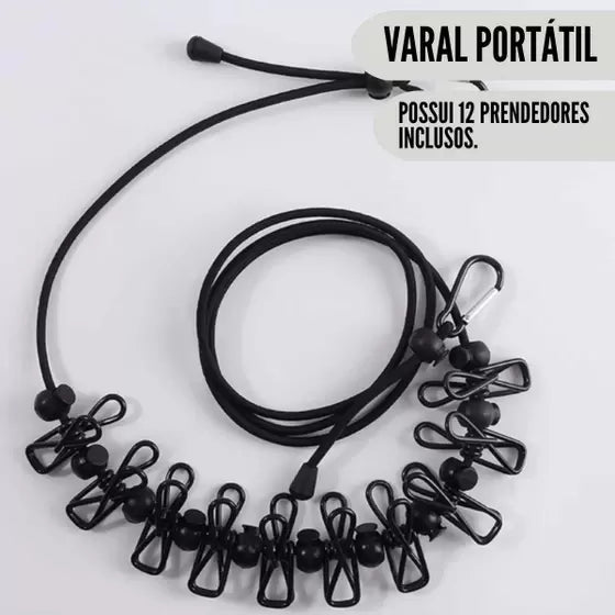 Varal de Roupas Portátil - Casa, Camping, Viagens